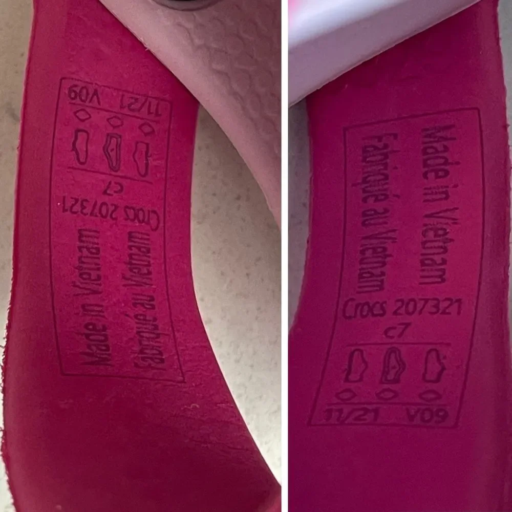CROCS Kids Light Pink Clogs with Rainbow & Cloud Design Size 7